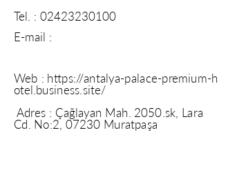 Antalya Palace Premium Hotel iletiim bilgileri